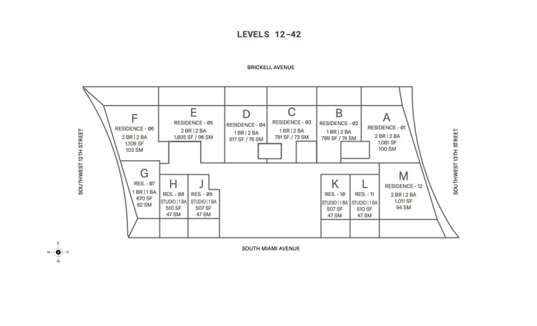 ORA Key Plan Below Bosco clean ORA by Casa Tua terms: key plan from the condominium floor plans, approximate